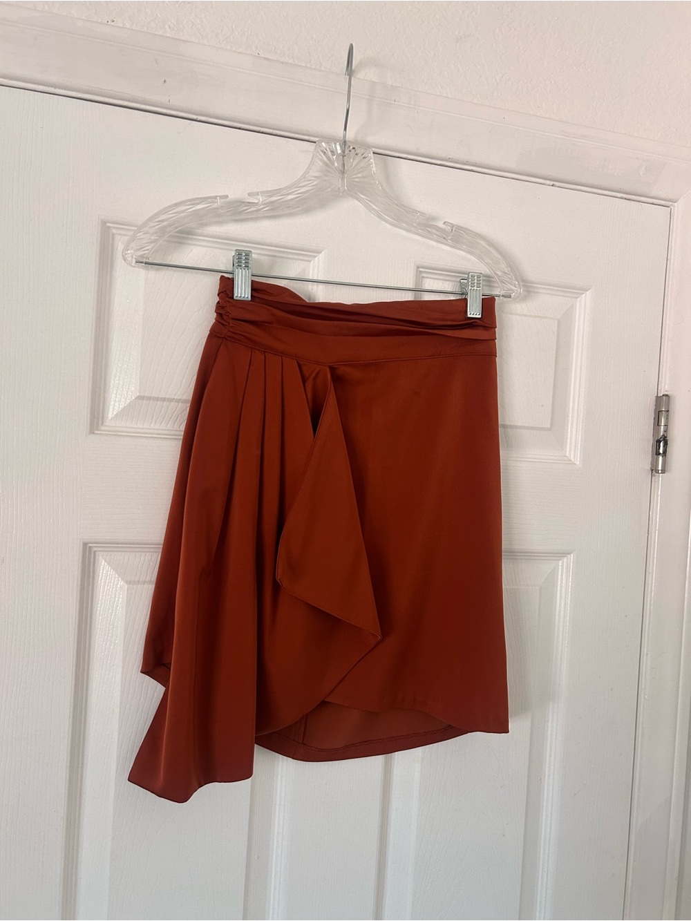 NBD Rust Asymmetrical Draped Skirt